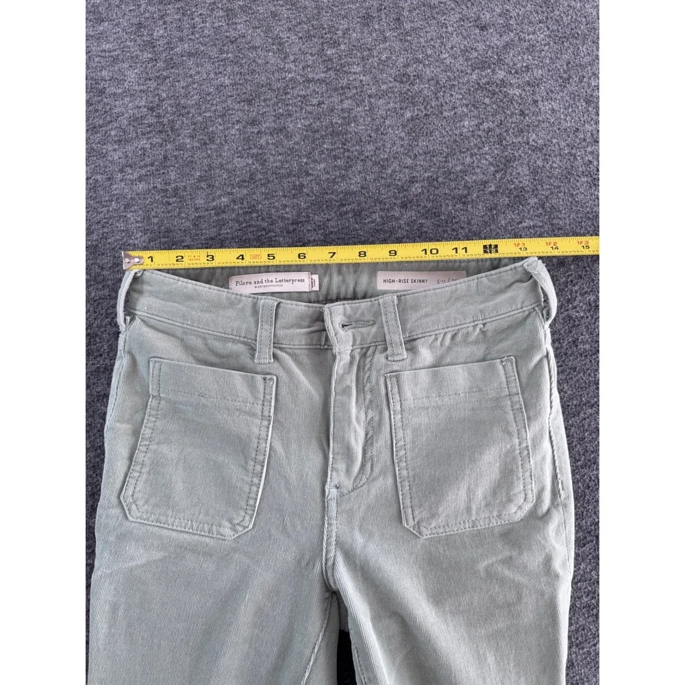 Pilcro Anthropologie High Rise Skinny Corduroy Pants Sage Green Size 26 - Picture 7 of 10